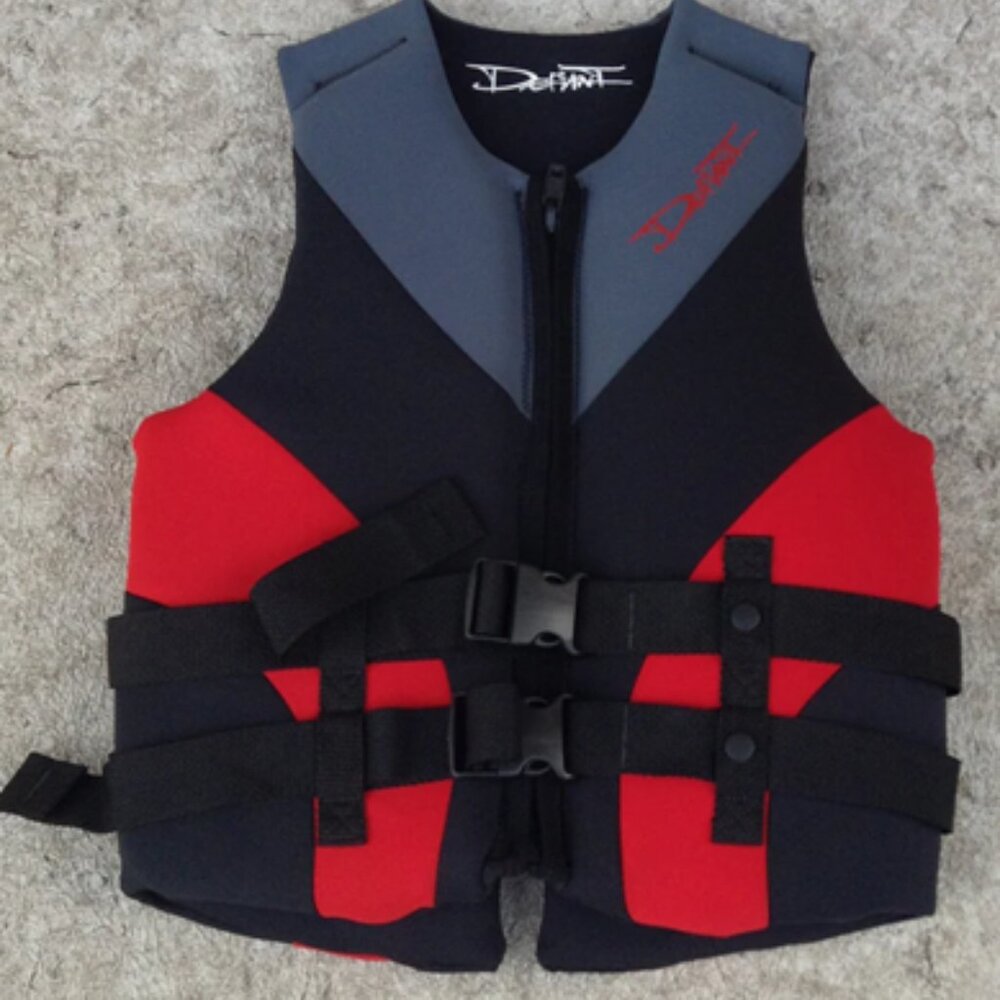 Life Jacket Adult Size Men's XX-Large - Defiant Black Red Grey Neoprene
